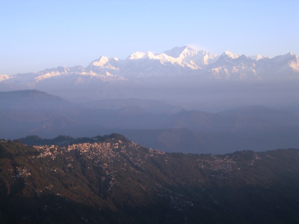 Tiger Hill - Panoramic view of Kanchenjunga mountain ranges and the Darjeeling city from the top of Tiger Hill